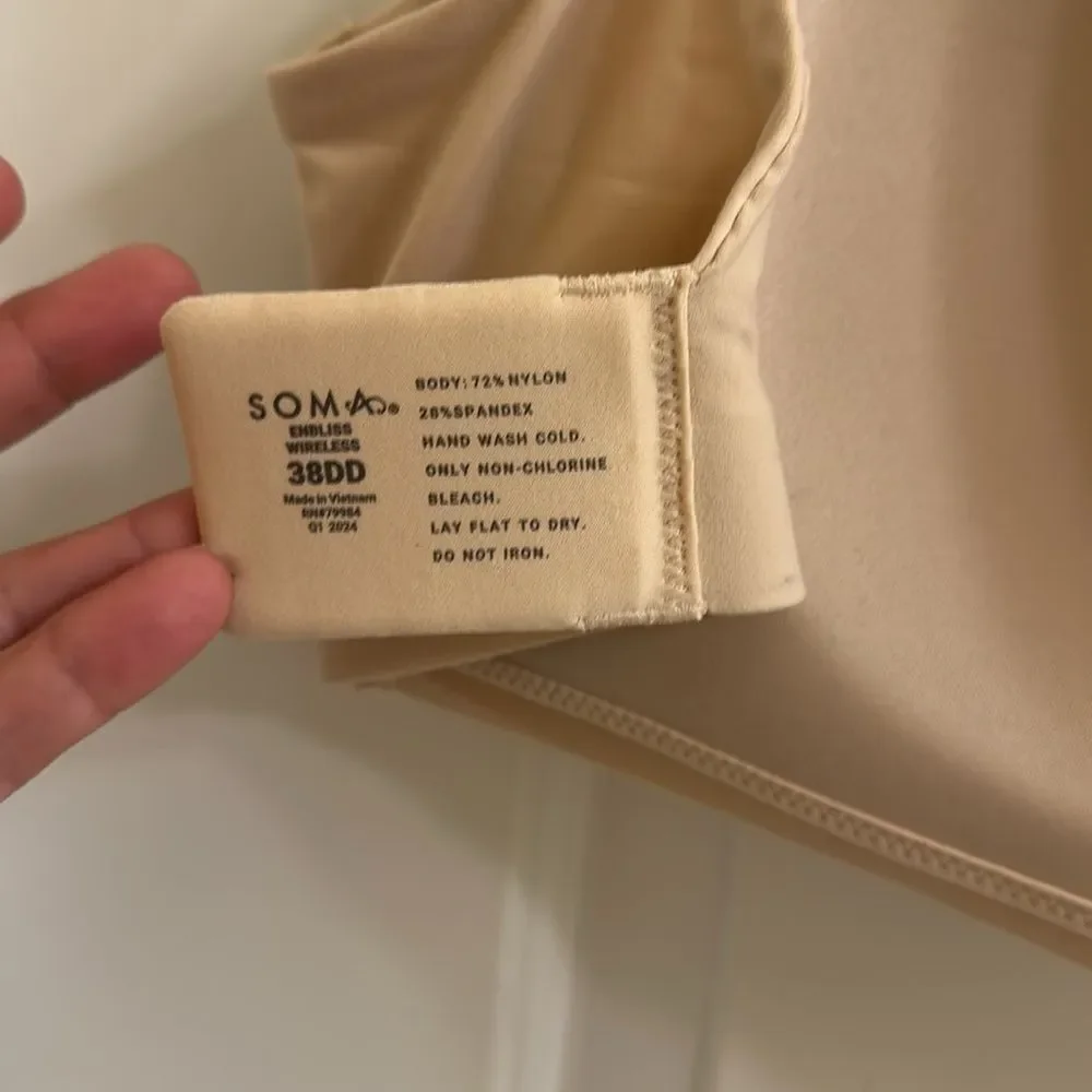 Soma Enbliss Wireless Bra NEW Pale Sand 38DD